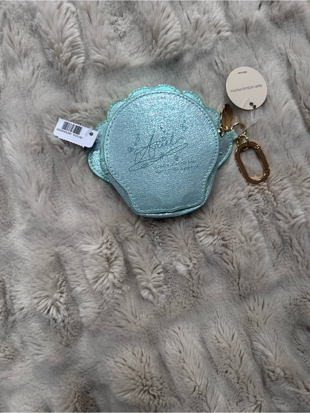 Bath & Body Works Disney Ariel Shell Coin Purse Keychain-Iridescent Mermaid NWT - Picture 2 of 4